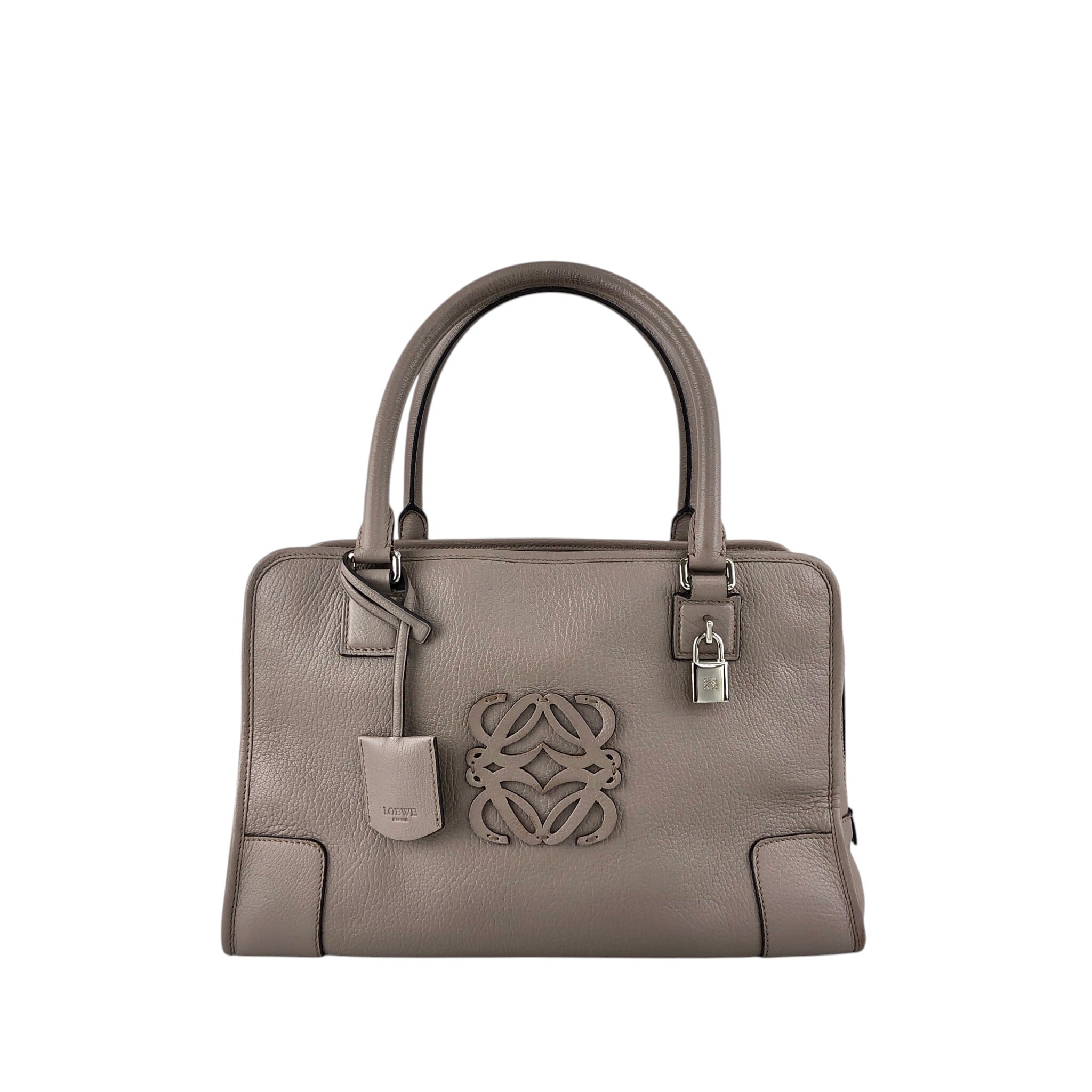LOEWE ロエベ アマソナ36 ハンドバッグ グレー アナグラム レザー