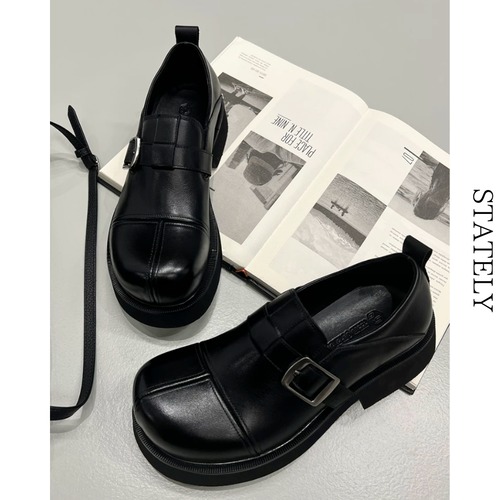 Square Buckle レザープラットフォームシューズ_S34 画像