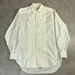 80s MEN'S BIGI 変形フリルシャツ ラペル プリーツ ホワイト 白