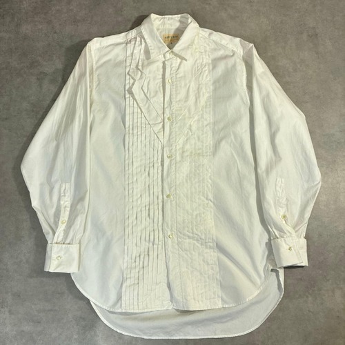 80s MEN'S BIGI 変形フリルシャツ ラペル プリーツ ホワイト 白