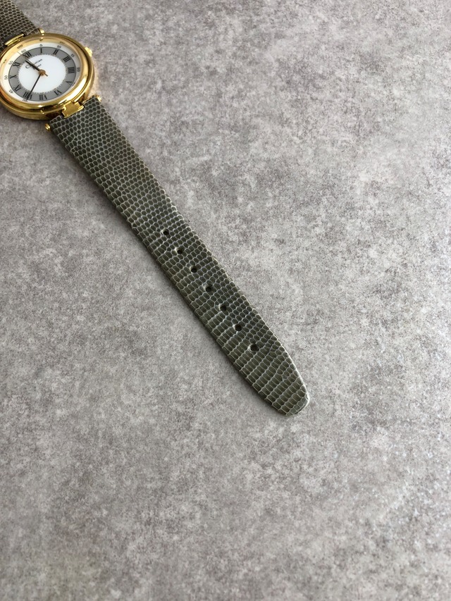Christian Dior クリスチャン ディオール 腕時計 ゴールド×グレー ローマ文字 リザード型押し クウォーツ vintage ヴィンテージ オールド 3006 vwkm72