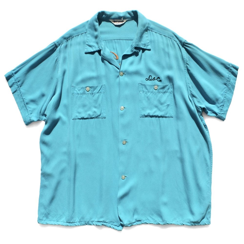 Vintage S/S Loop Collar Rayon Gabardine Bowling Shirt [NAT NAST