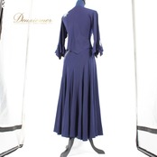 社交ダンス 衣装 スタンダード 上下セット ツーピース レッスンウェア パーティ衣装 女性用 レディース オールシーズン ネイビー系 紺 ラインストーン シンプル 伸縮性 軽量 おしゃれ 着心地良好 高級感 上品 ダンス用 衣装 セットアップ コーディネート スタイル 旅行 パフォーマンス プロ向け 汗対策 お手入れ簡単