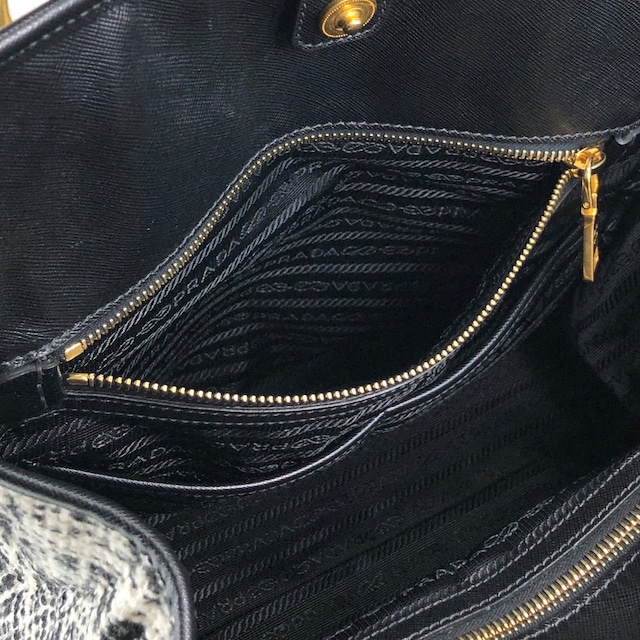 PRADA プラダ ハンドバッグ ホワイト ブラック トライアングルロゴ ファブリック ツイード vintage ヴィンテージ オールド xpzwfz