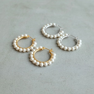 Fourteen Pearl Hoop Pierce [WM-PC079]