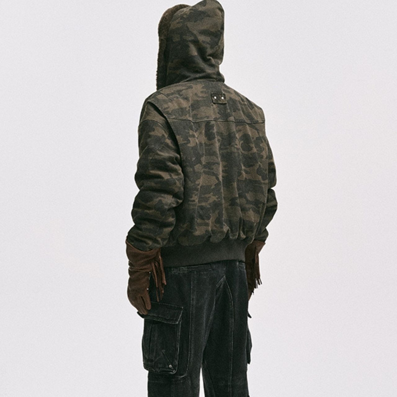 フェイクファーライナーキャンバスウォッシュドブルゾン　1033