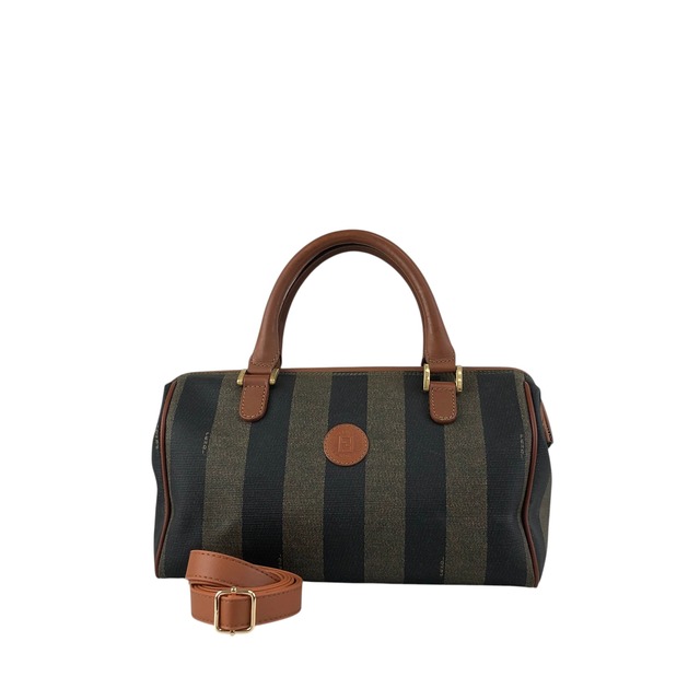 FENDI フェンディ ペカン ハンドバッグ ブラウン PVCレザー ミニボストン vintage ヴィンテージ オールド 5r2ye8