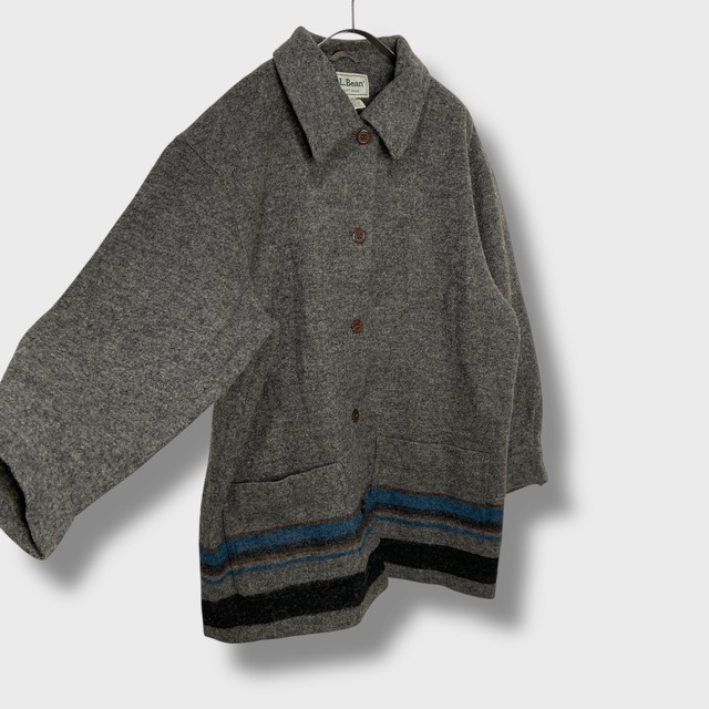 80s USA製　エルエルビーン　ウールコート　ミドル丈　グレー　メンズSM相当