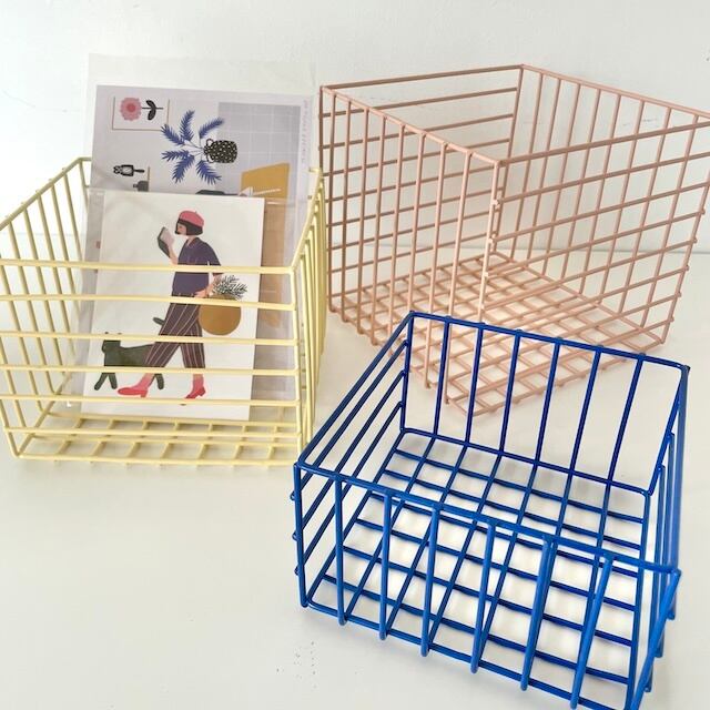 Steel wire basket / blue スチールワイヤーバスケット収納かご | YAY