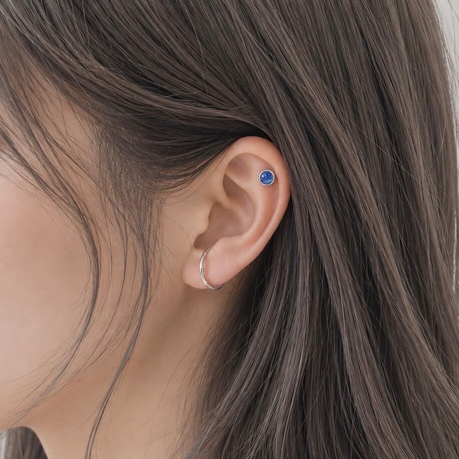 澄んだ青の石 カイヤナイト 藍晶石 天然石 ボディピアス 14G 16G 18G