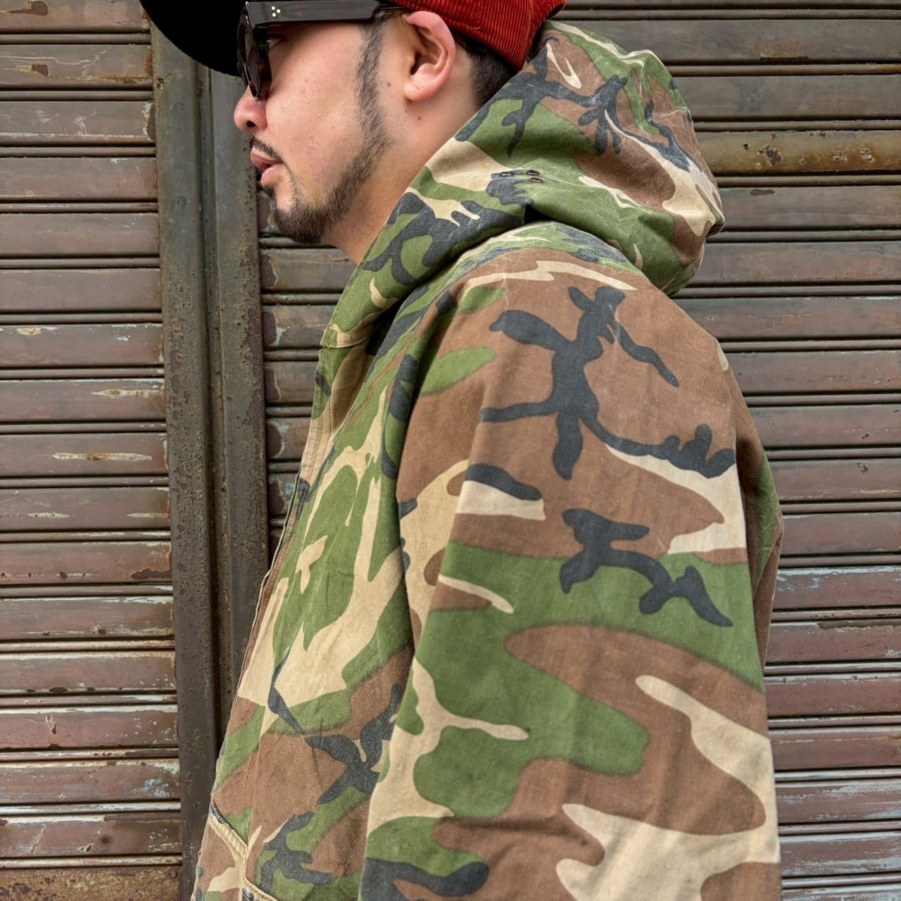 70s USA製 ハンティングパーカー ウッドランドカモ 迷彩 L