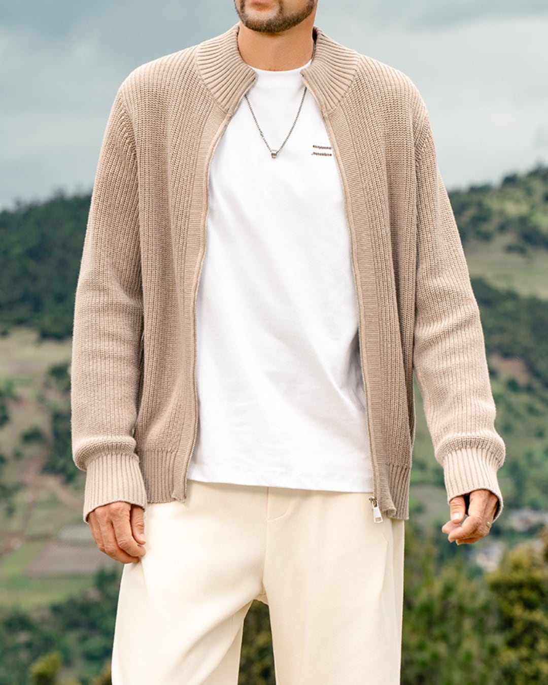 ジップアップ ニットジャケット 4色 E0224