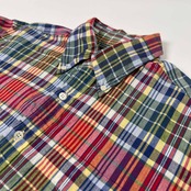 VAN JAC ヴァンヂャケット マドラスチェック柄 BD 半袖シャツ サイズ M /マルチ