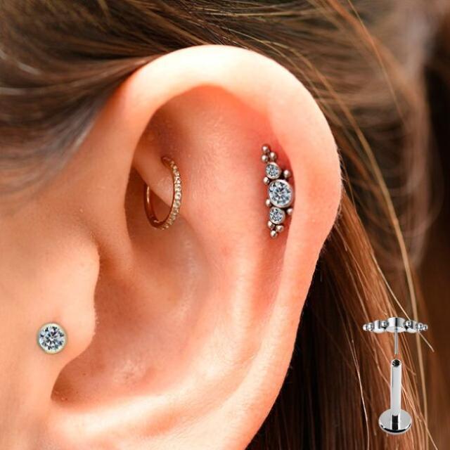 ボディピアス プッシュピアス 20G 18G 16G 14G スリーポイント