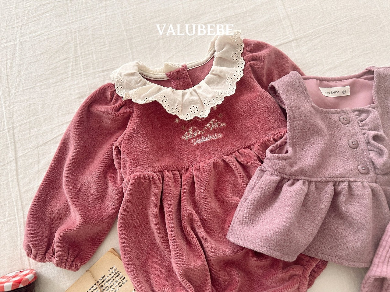 ベルベベ / valubebe / 刺繍ベロアスーツ / 韓国子供服 / ベビー / 26winter〖取寄〗*6M~18M*