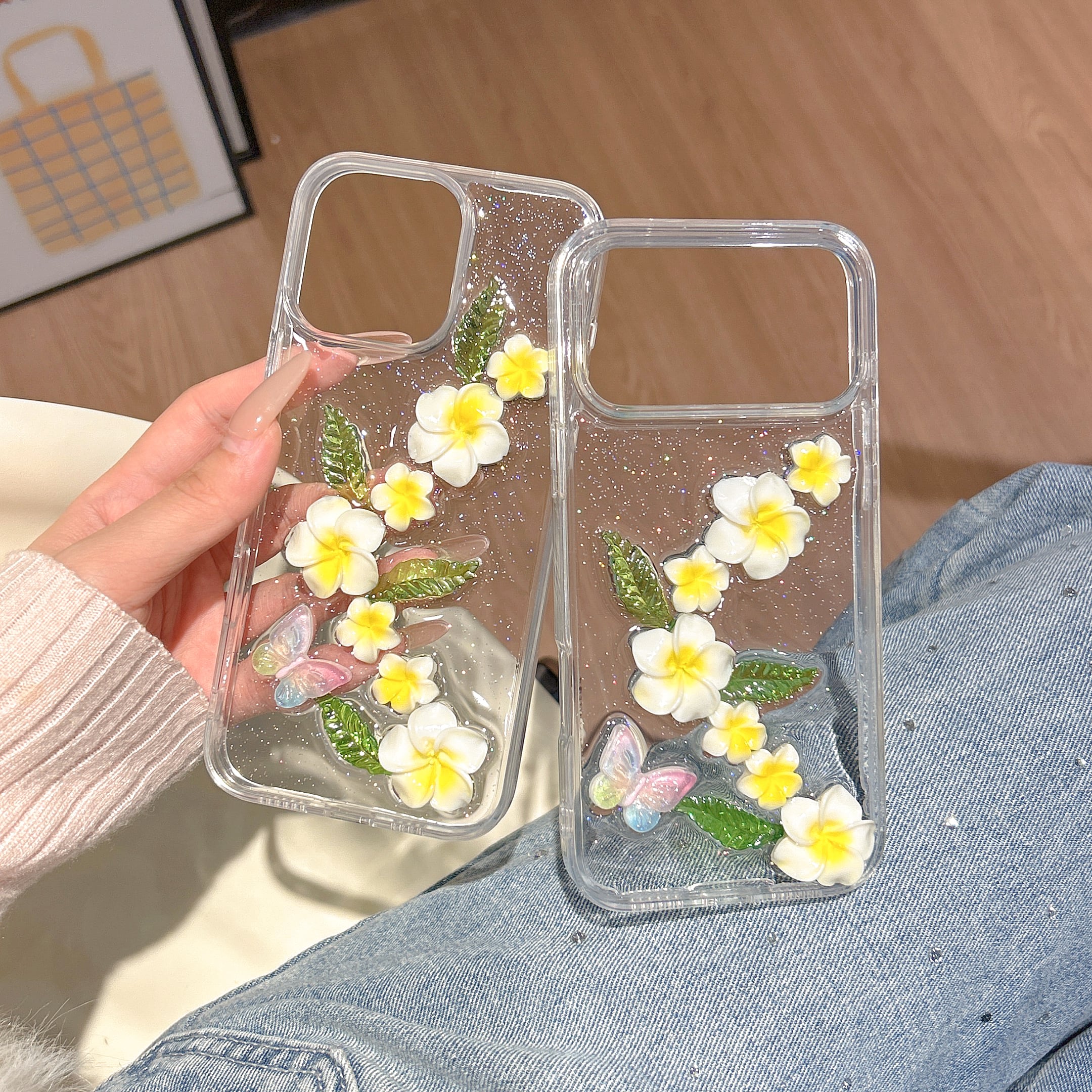 クリアケース iphone 17 16 15 14 13 12 スマホケース 立体 フラワー