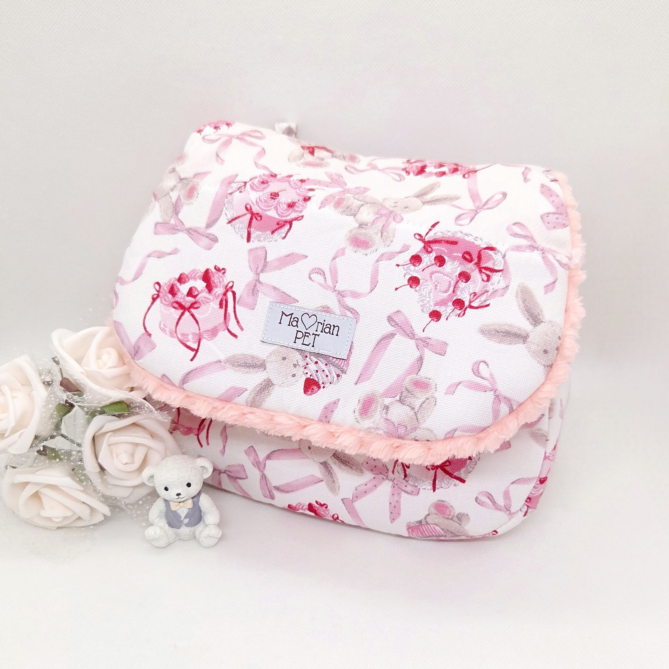 リュック型ポーチLサイズ♡モモンガポーチ デコレーションバニー(ピンク)