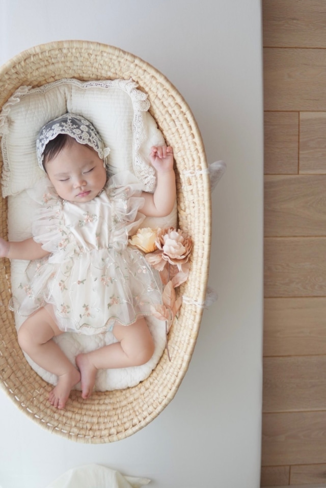 即納outlet品 flower tulle rompers gray80 サイズ