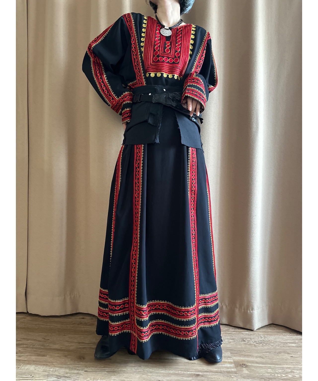 embroidery design black ethnic vintage dress-4162-6