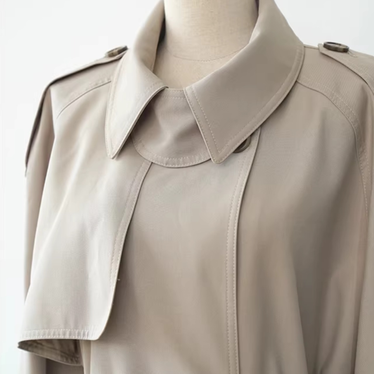 比翼仕立て オーバーサイズ ロング トレンチコート 00053・画像9