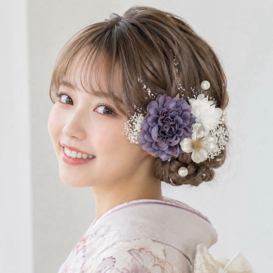 A359 ダリア ネイビー ドライフラワー 髪飾り 卒業式 袴 成人式 振袖 結婚式 和装