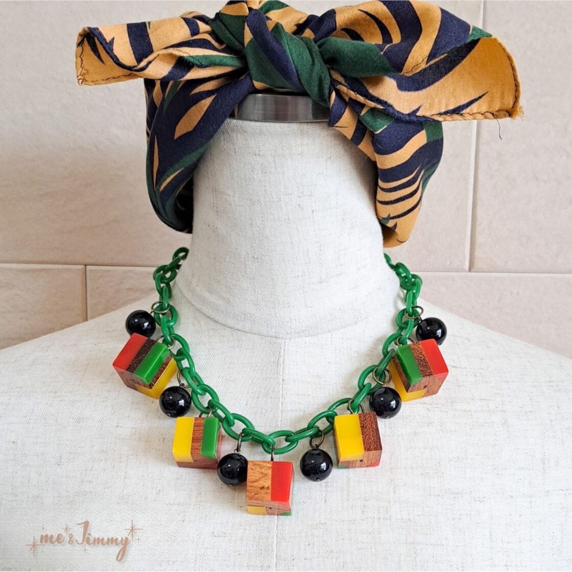 ◇Bakelite style colorful cube necklace◇ネックレス/Rockabilly