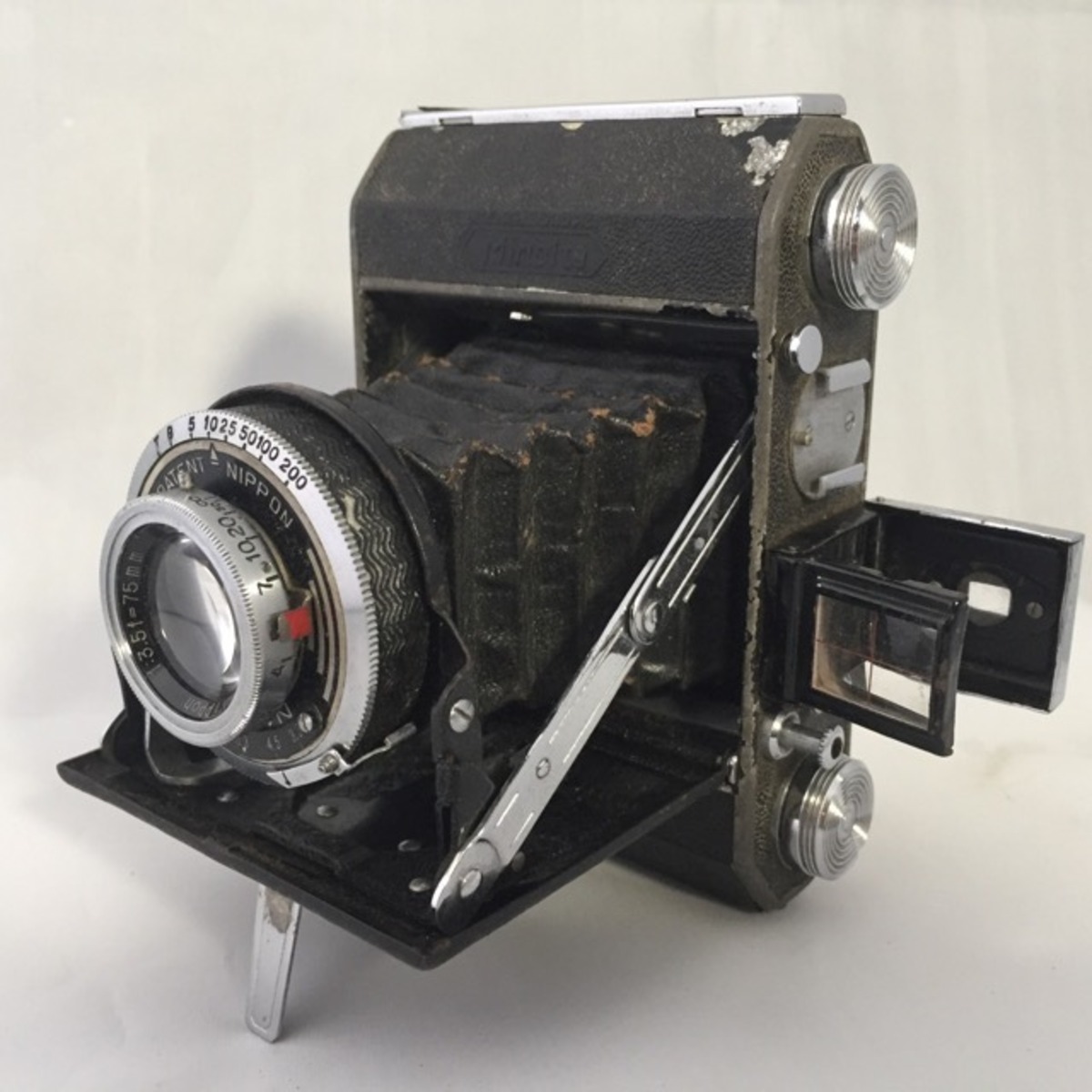 レトロ蛇腹カメラ セミミノルタⅡ改良型 1940年頃 | 路地裏の骨董 