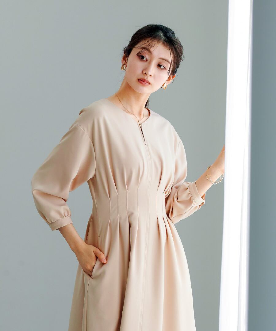 多機能すぎるワンピース】ダブルピケクロス・タックデザインフレア