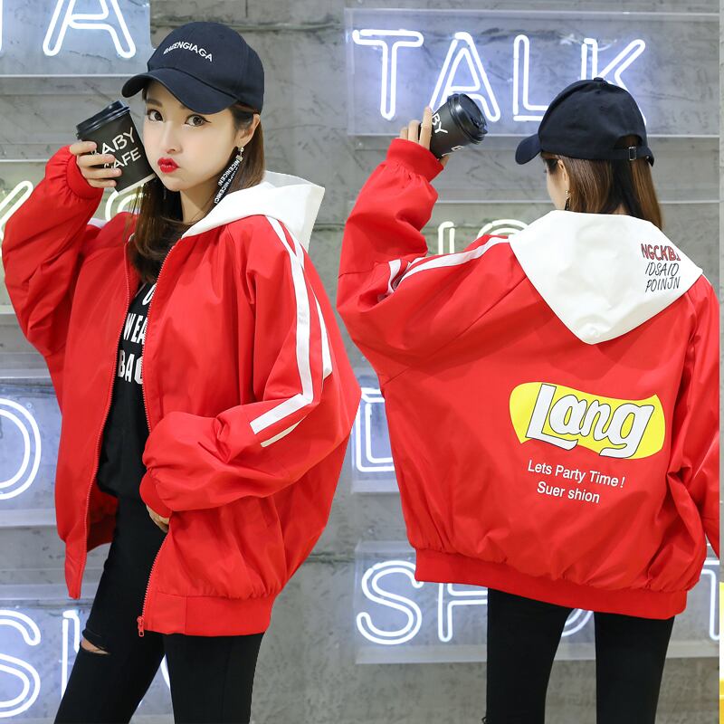 ジャケット アウター レディースファション 春服 シンプル スポーツ風 韓国風 ゆったり 着痩せ フード付き ジッパー 長袖 配色 アルファベット ストライプ柄 ブラック ブルー ピンク レッド S M L Ll Elegant ジャケット アウター レディースファション 春服 シンプル スポーツ風 韓国風 ゆったり 着痩せ フード付き ジッパー 長袖 配色 アルファベット ストライプ柄 ブラック ブルー ピンク レッド S M L Ll Elegant