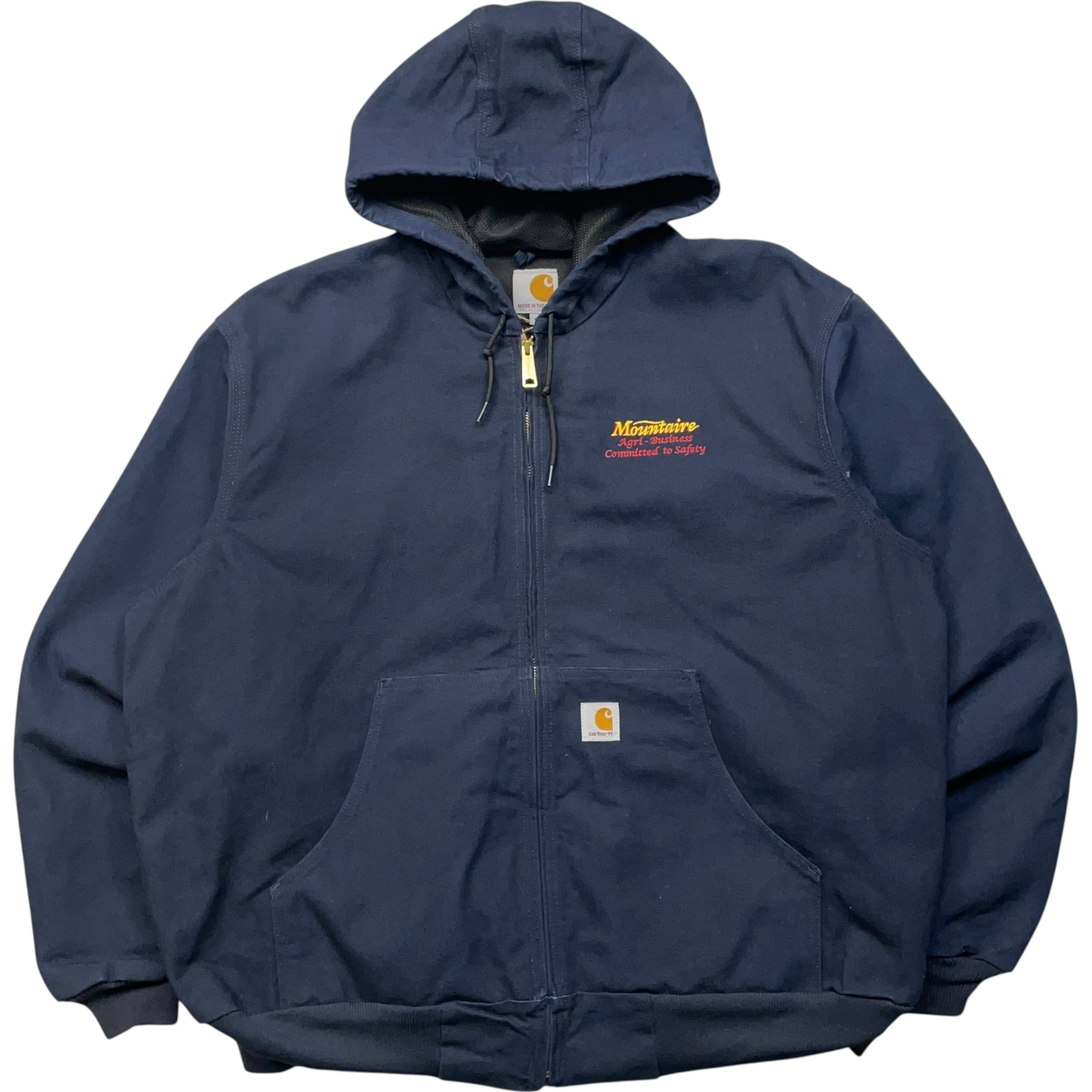 《XL》 Carhartt カーハート アクティブジャケット ダックジャケット ワンポイント 刺繍 ダークネイビー 裏メッシュ USA製 no.8973