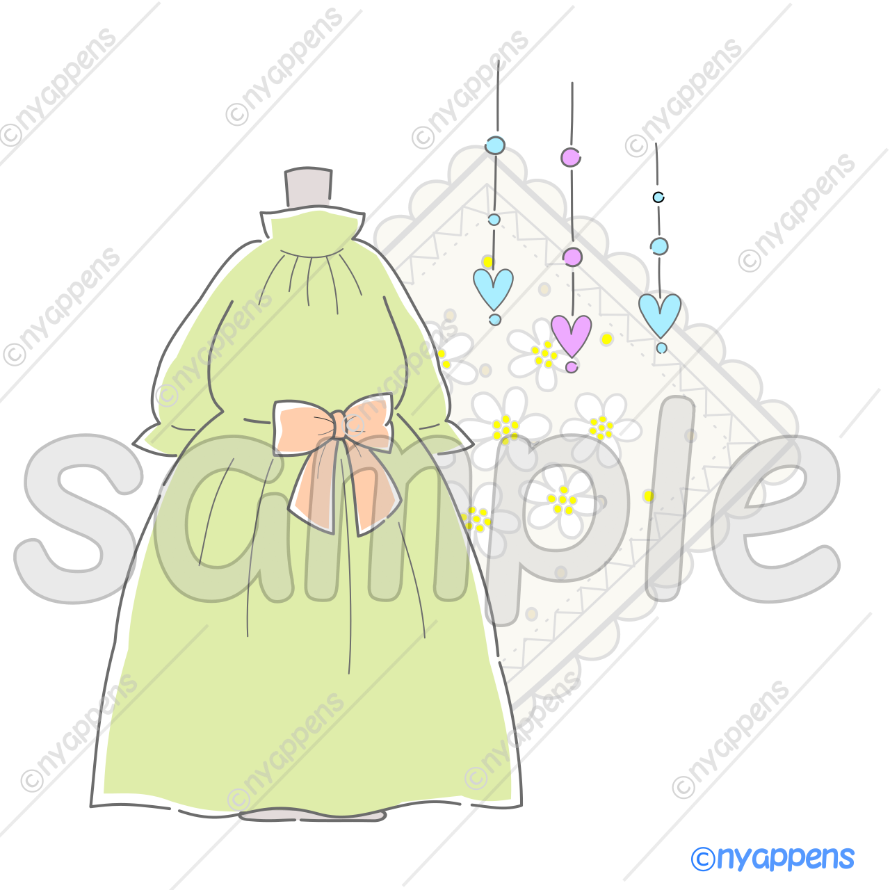 【商用利用OK】手書き風ナチュラル雑貨イラスト<ドレスG>