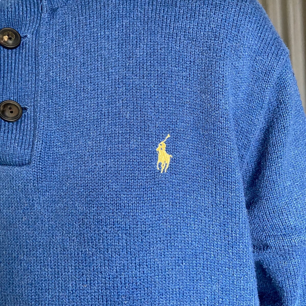 ビッグサイズ Polo Ralph Lauren ポロ ラルフローレン ハーフボタン コットンニットセーター メンズXL 古着 大きいサイズ  ブルー【ニットセーター】 | cave 古着屋【公式】古着通販サイト