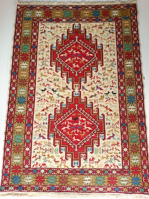 Persian Kilim 145x102cm Animals in the Field  ペルシャ絨毯