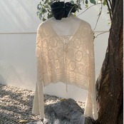 Crochet Drawstring Knit Cardigan F0637