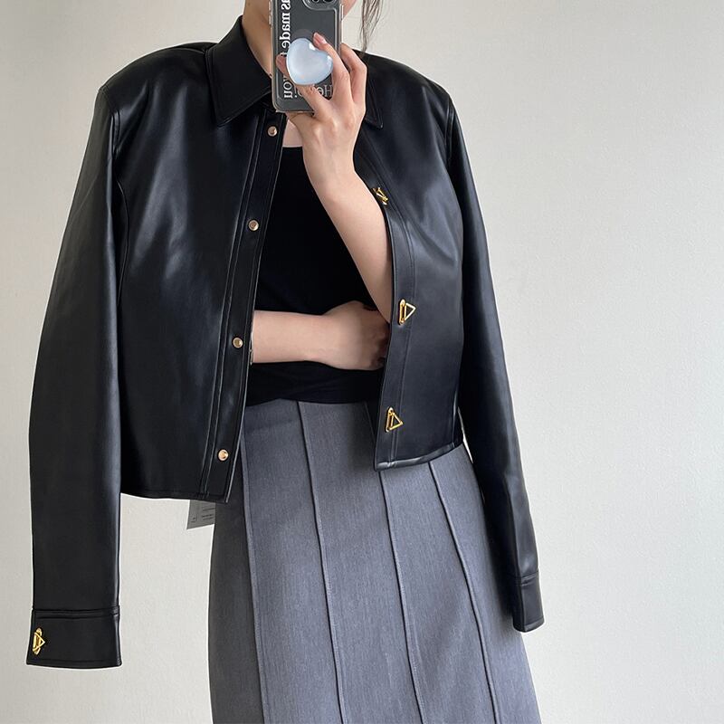 ゴールドボタンレザージャケット 10893 | seeds