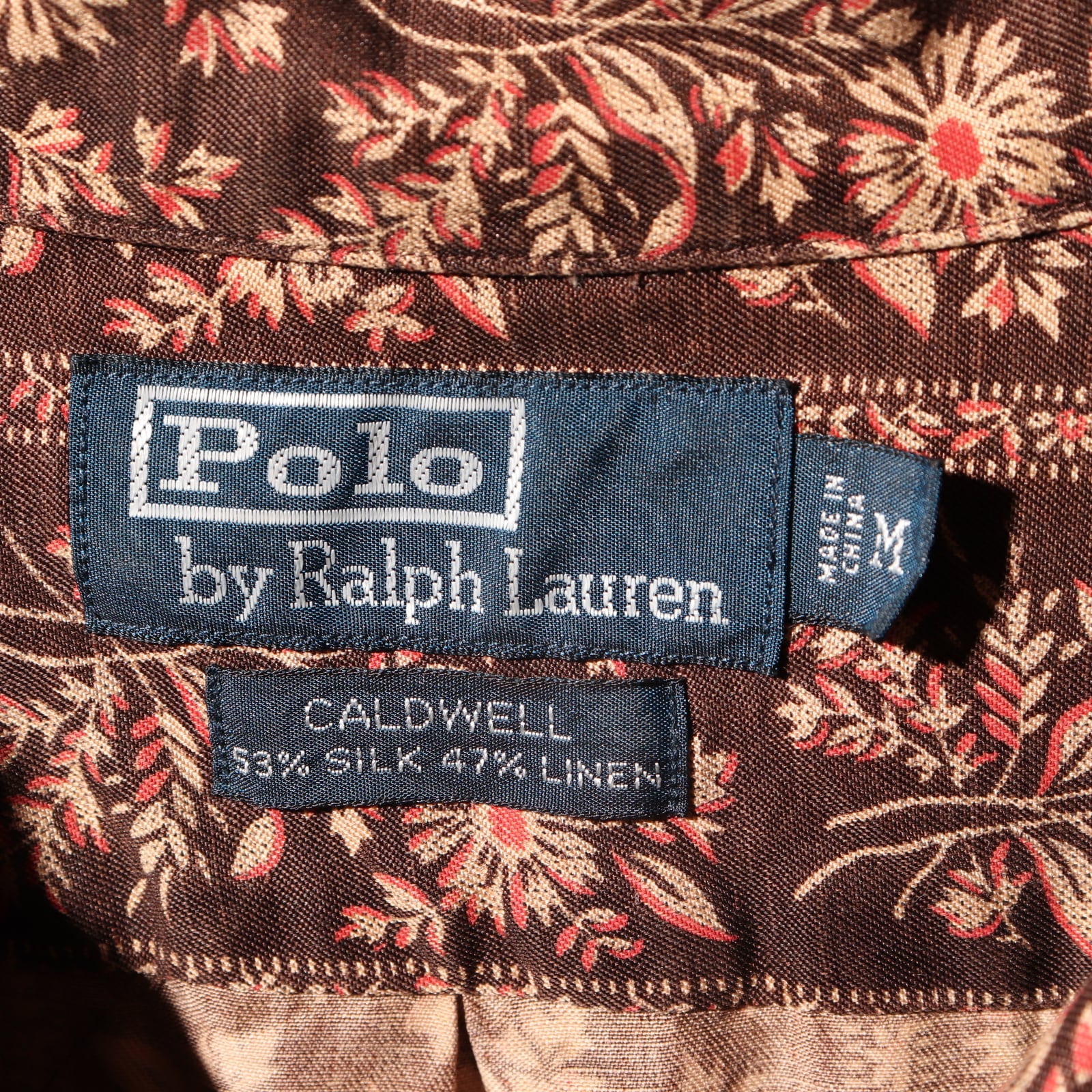 美品 M Caldwell 総柄 ポロラルフローレン 半袖開襟シャツ 茶色 草木 