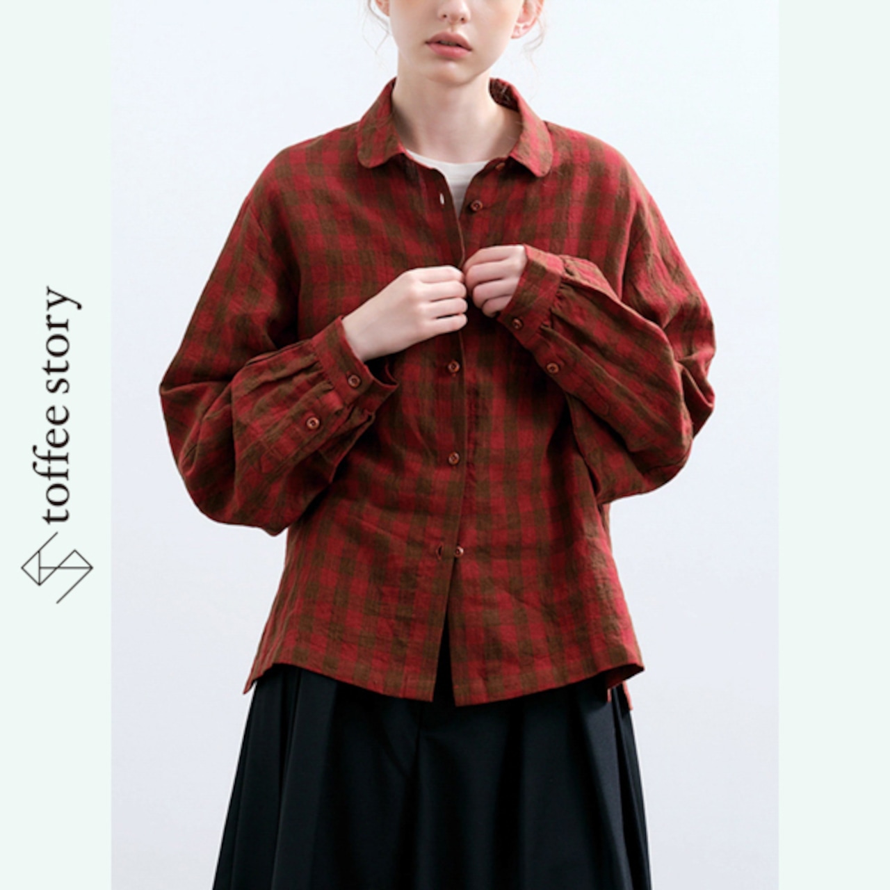 ひだまりに染まるレッドチェックシャツ 《P0259》
