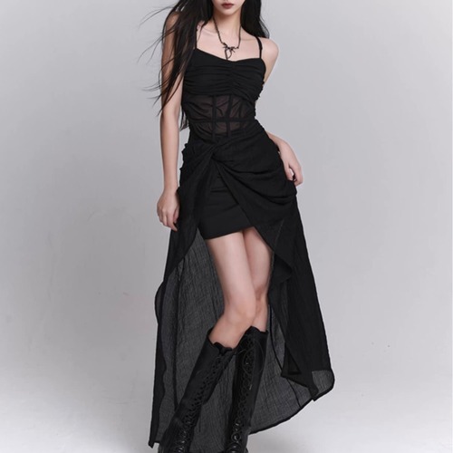sheer slit long onepiece / l0046