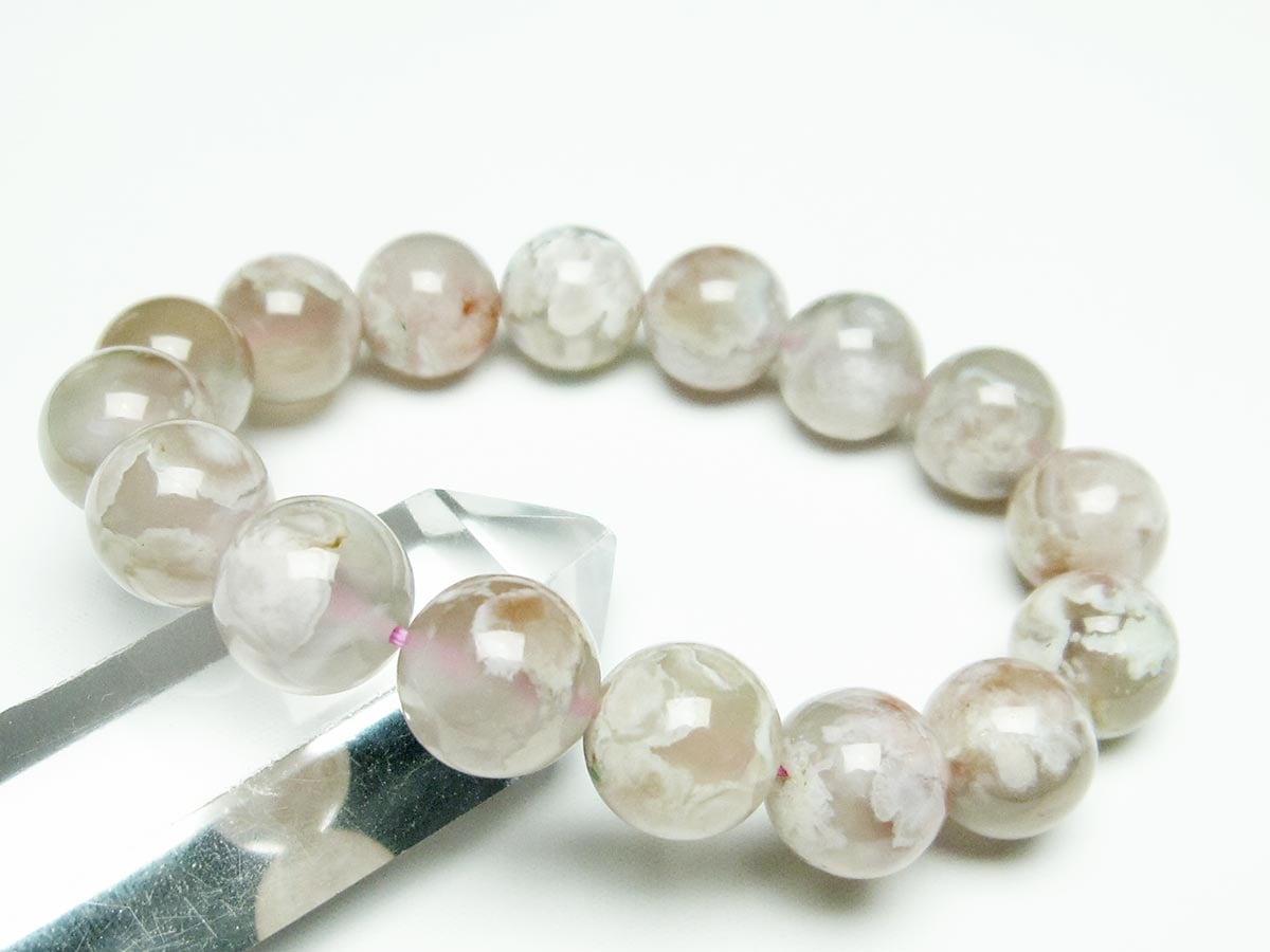 チェリーブロッサムアゲート ブレスレット 桜瑪瑙 14mm [M便 1/10] 111