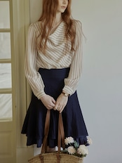 Brume Rayée Draped Blouse F0786