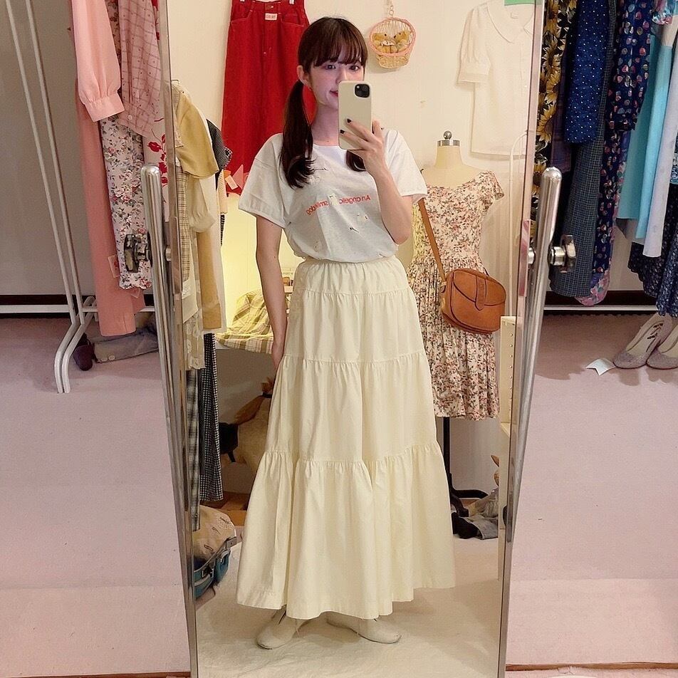 INGEBORG / ecru tiered skirt