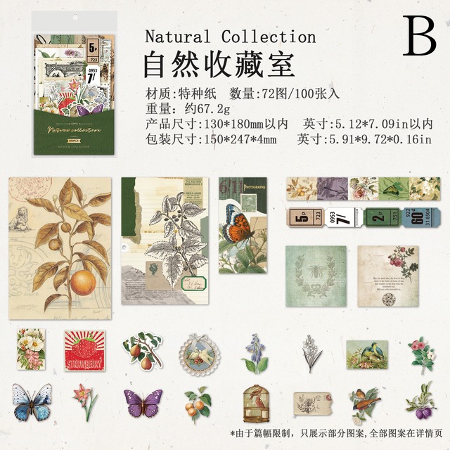 ヴィンテージ風素材100点セット　博物馆收录（Museum Collection）シリーズ【陌墨(MO-CARD)】[MC-22m]