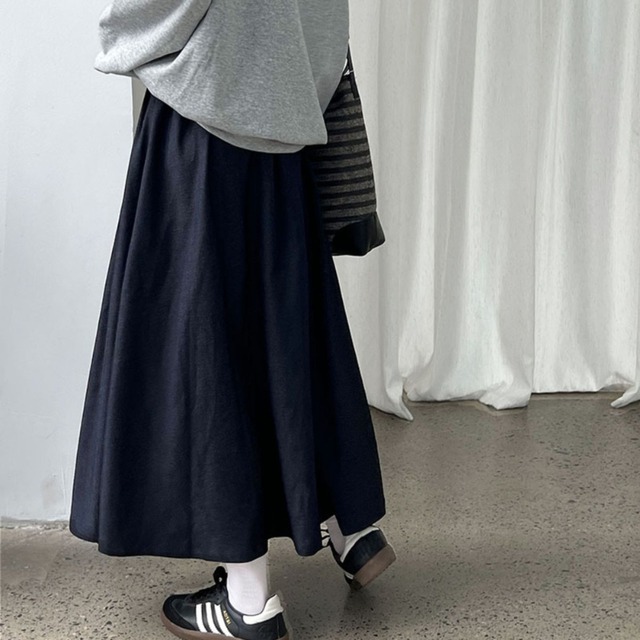 gathered long skirt J00133