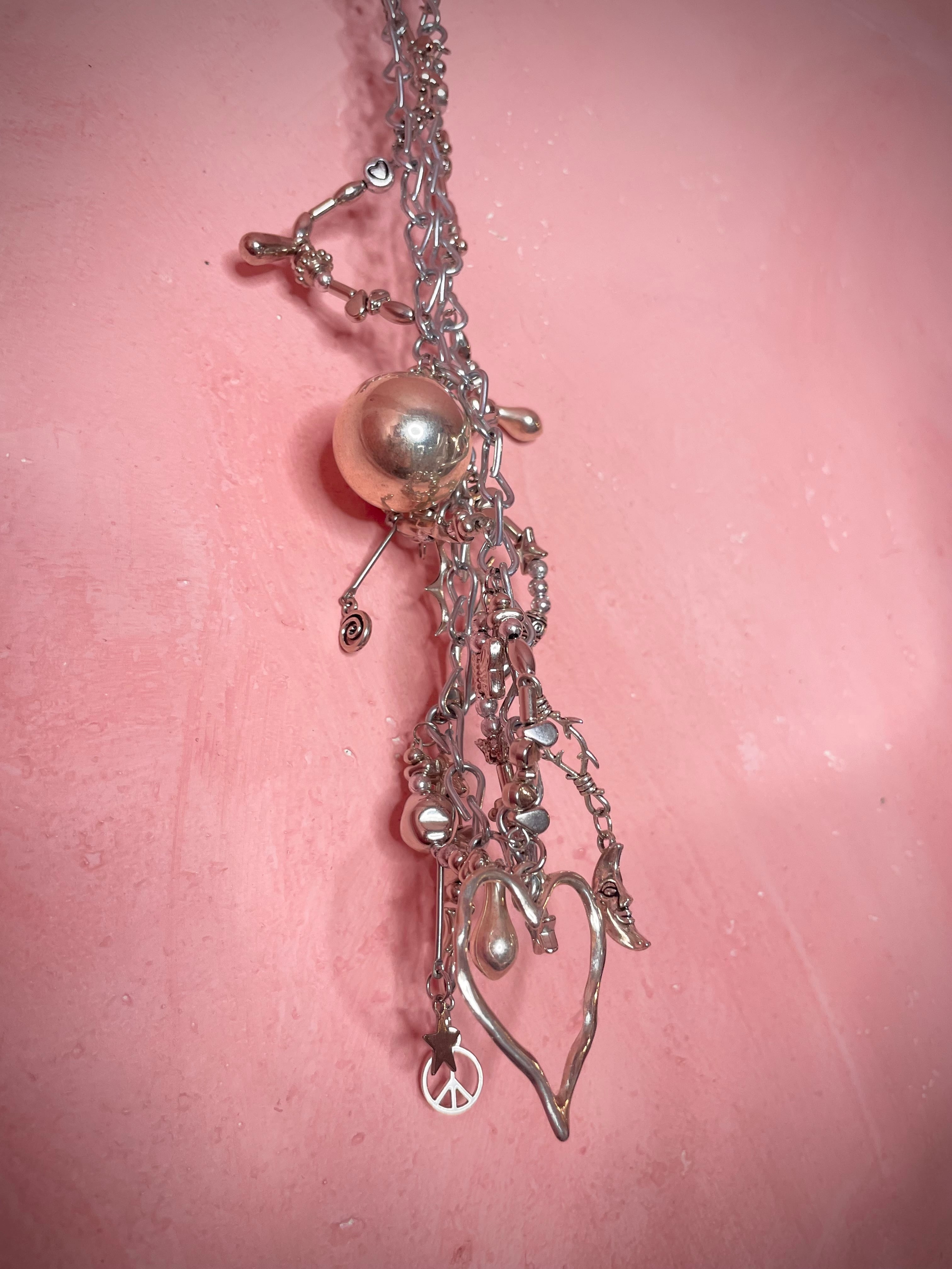 Chunky Charm Necklace 〈Silver〉