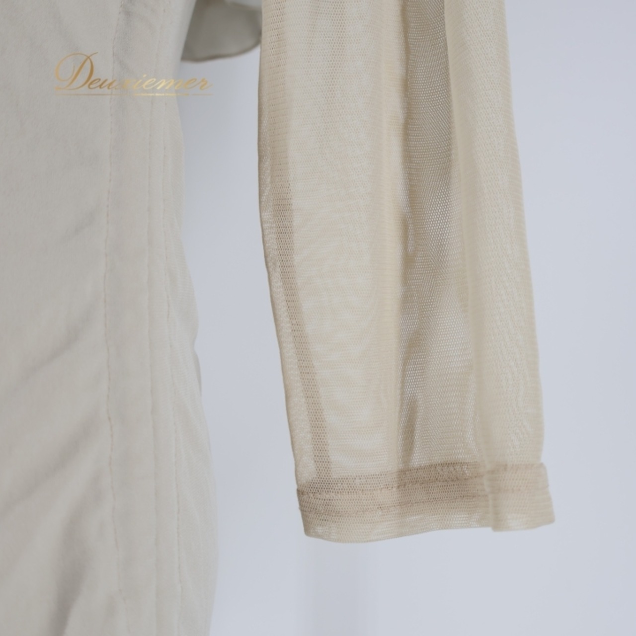 社交ダンス 衣装 トップス ブラウス ベージュ系 タカダンス TAKA DANCE ラインストーン フリル 上品 かわいい レッスン 練習 ストレッチ 伸縮 メッシュ 透け感 華やか 落ち着いた色 パーティー キラキラ