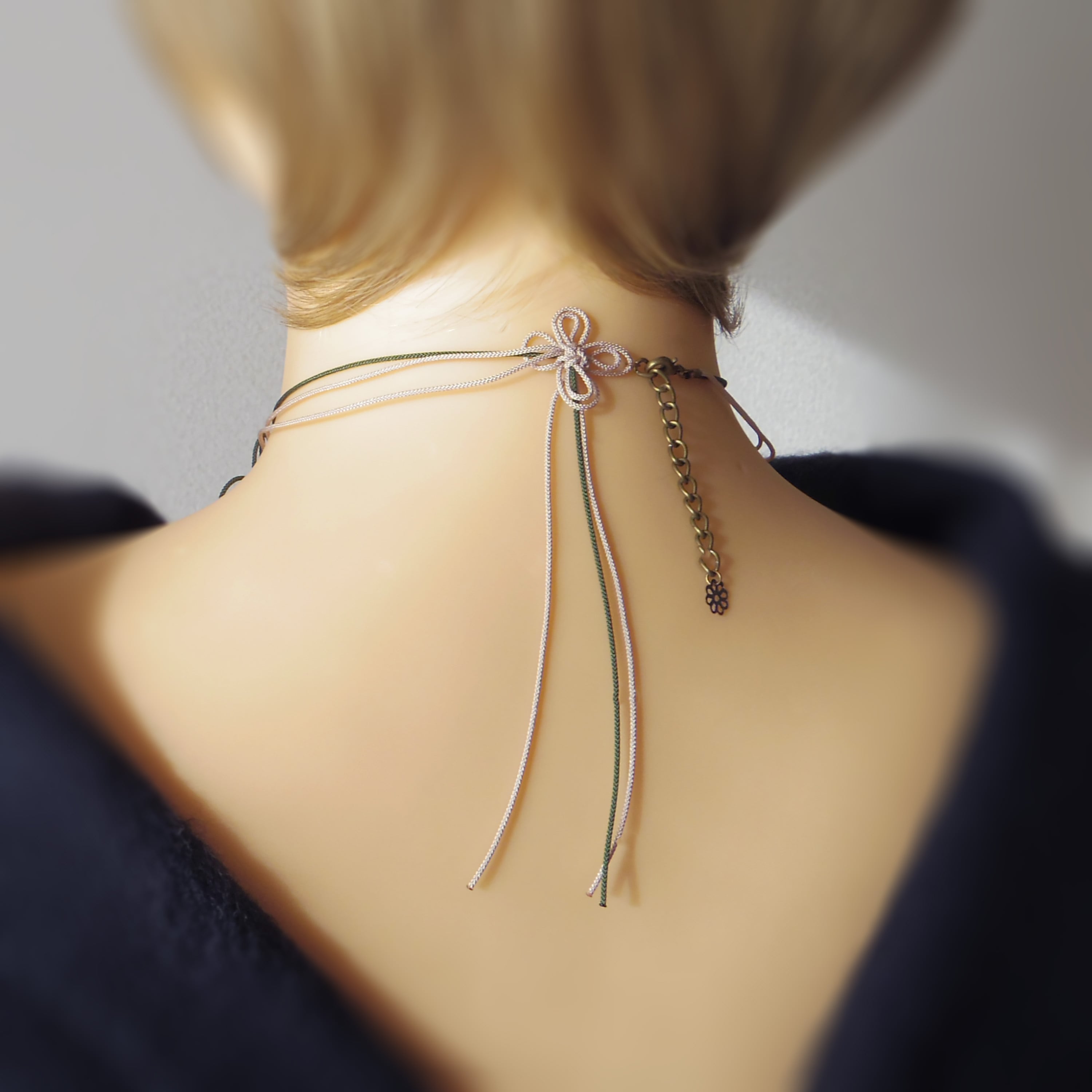 【新作】チョーカー「爛漫と萌」(深緑×薄茶)