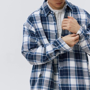 スモークブルーグリッド・エアリーオーバーシャツ A2108