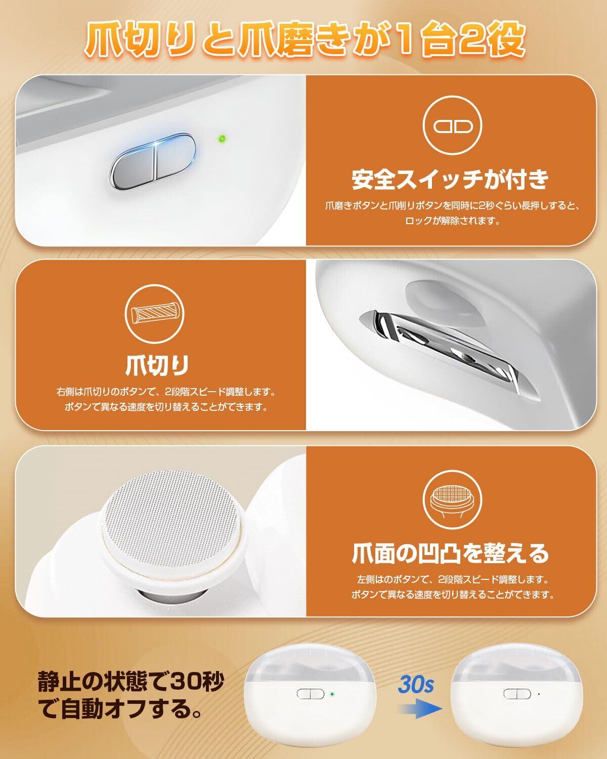 特価商品】電動爪切り 両用電動爪切り Type-C充電式 爪切り 電動つめ