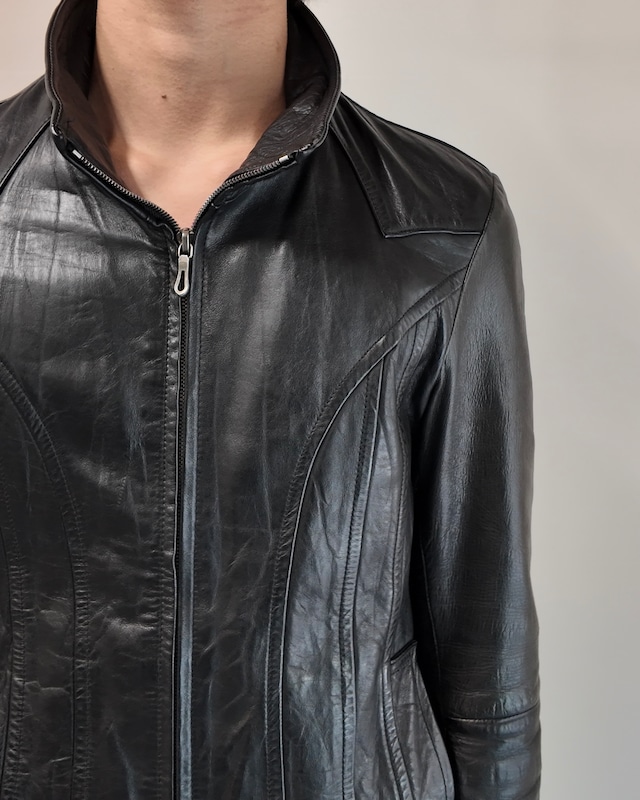 【5351 Pour HOMMES】curve seam leather jacket