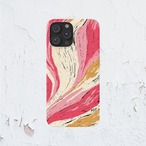 受注生産 iPhoneケース ピンクとゴールドの流線マーブル｜紙マーブリング MARB054B